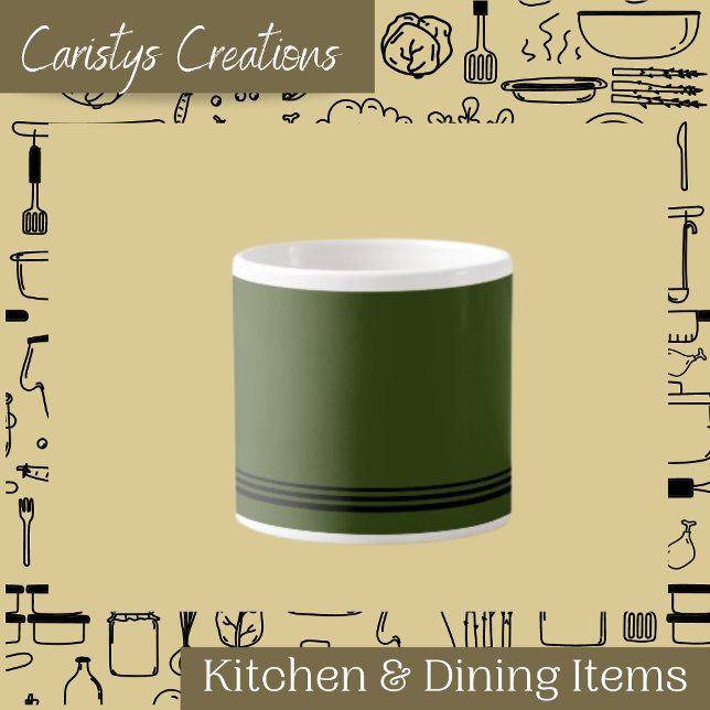 Contemporary Green Olive with Stripes Espresso Mug (Creator Uploaded)