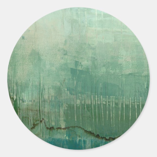 Contemporary Green Watercolor Classic Round Sticker (Front)