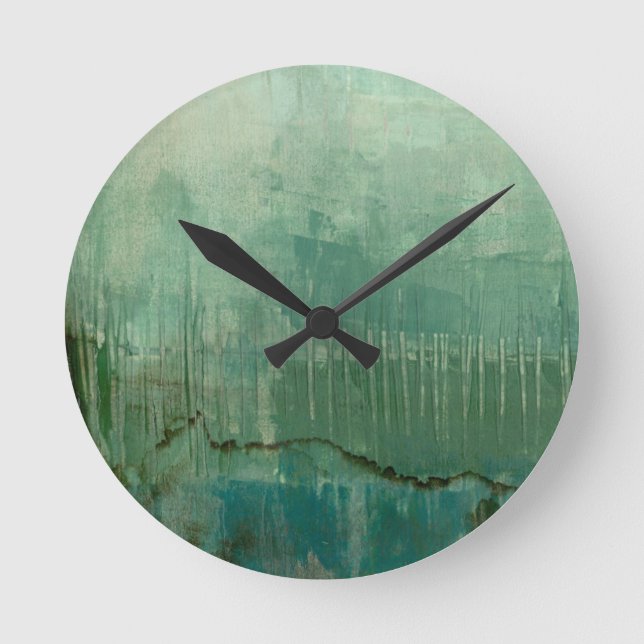 Contemporary Green Watercolor Round Clock (Front)