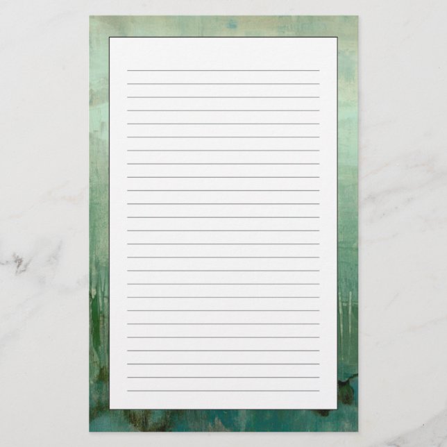 Contemporary Green Watercolor Stationery (Front)