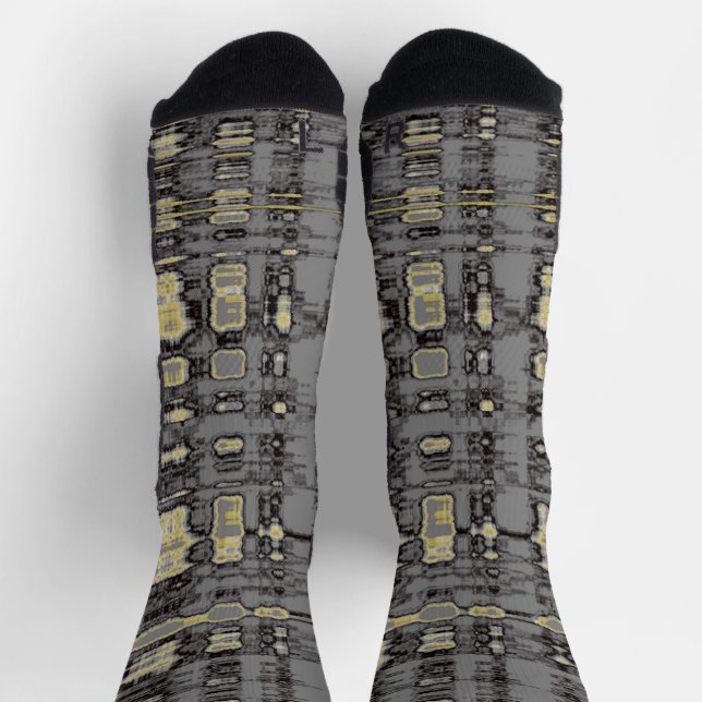 Contemporary Grey and beige plaid Socks (Top)