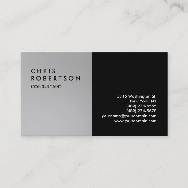 Contemporary Grey Black Creative Business Card (Front)