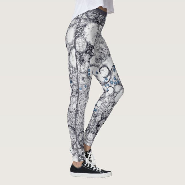 Contemporary Grey Blue Abstraction Special Paint Leggings (Right)