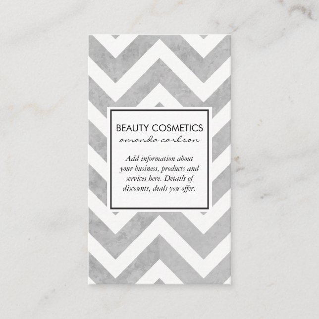 Contemporary Grey Chevron Business Card (Front)