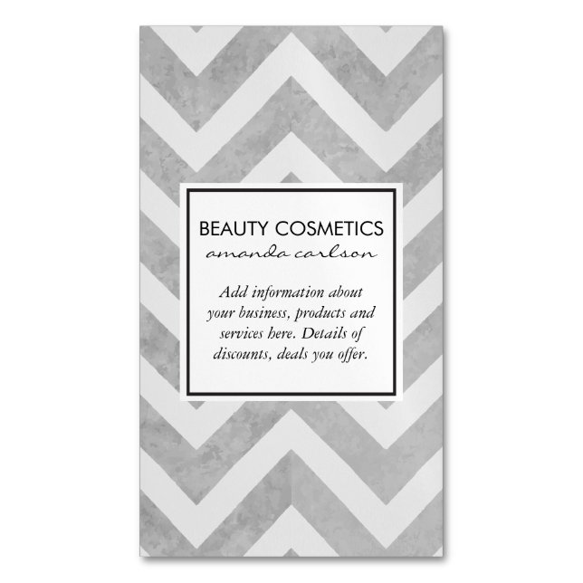 Contemporary Grey Chevron Magnetic Business Card (Front Vertical)