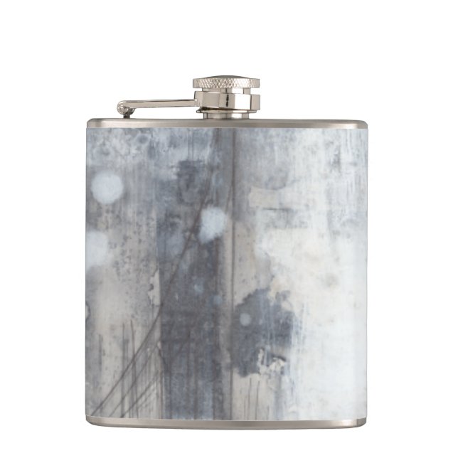 Contemporary Grey Painting Hip Flask (Front)