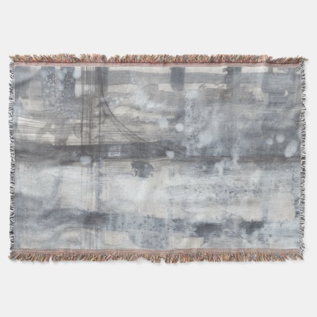 Contemporary Grey Painting Throw Blanket (Front)