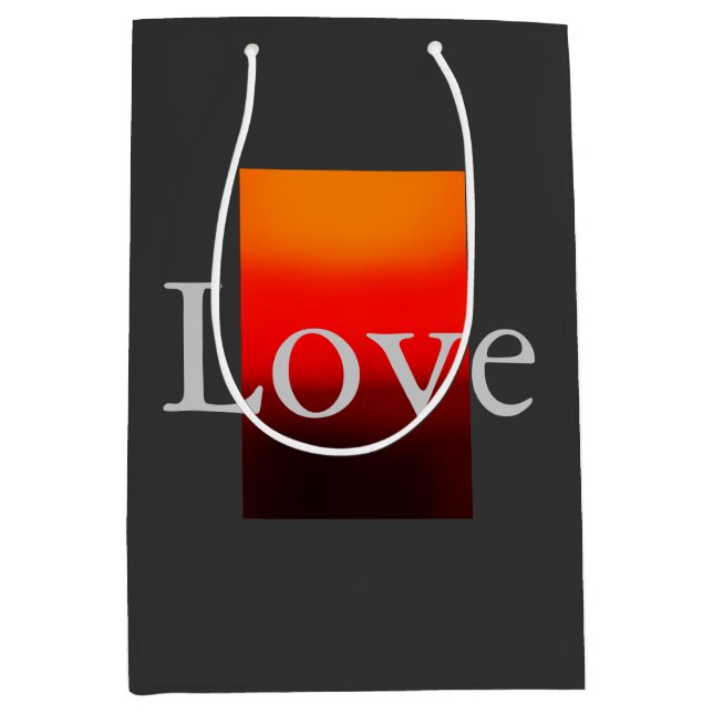 Contemporary Grey Red Love Wedding Medium Gift Bag (Front)