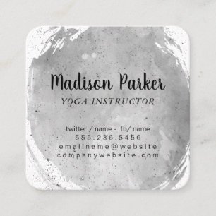 Contemporary Grey Watercolor Brushed Square Business Card