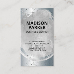 Contemporary Grey Watercolor Metallic Grunge Business Card
