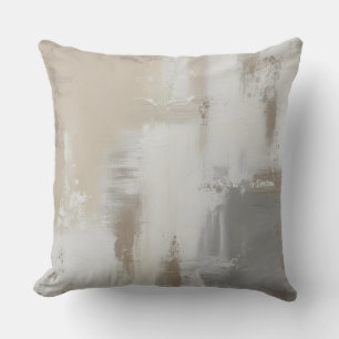 Contemporary Grey White Taupe Abstract Design Cushion