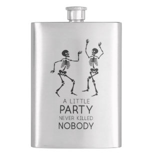 Contemporary Halloween dancing skeletons Hip Flask