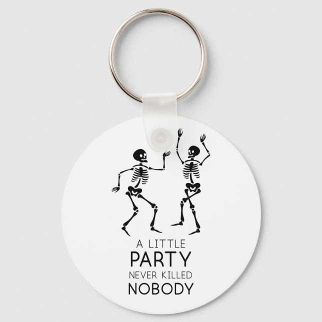 Contemporary Halloween dancing skeletons Key Ring (Front)