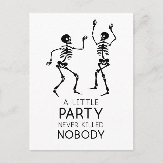 Contemporary Halloween dancing skeletons Postcard (Front)