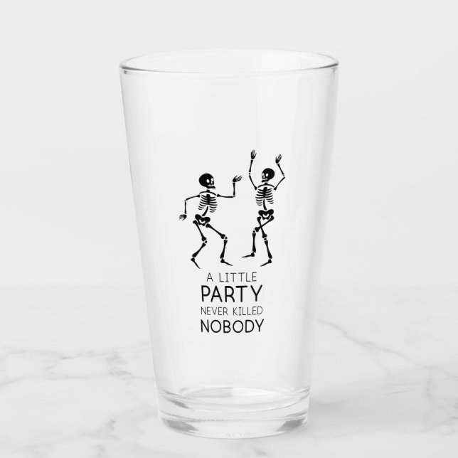 Contemporary Halloween skeletons Glass (Front)
