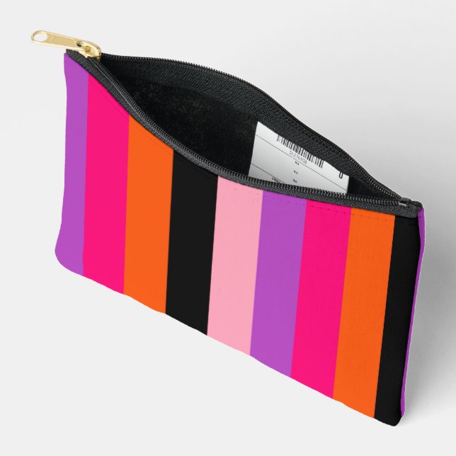 Contemporary Halloween Stripes  Accessory Pouch (Open)