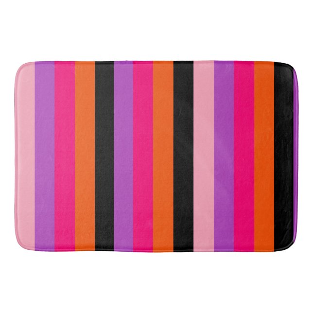Contemporary Halloween Stripes  Bath Mat (Front)