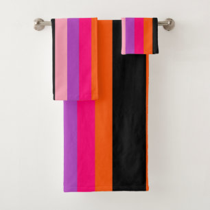 Contemporary Halloween Stripes  Bath Towel Set
