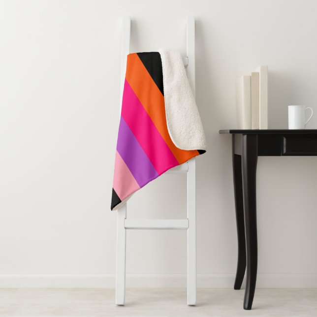 Contemporary Halloween Stripes  Sherpa Blanket (In Situ)