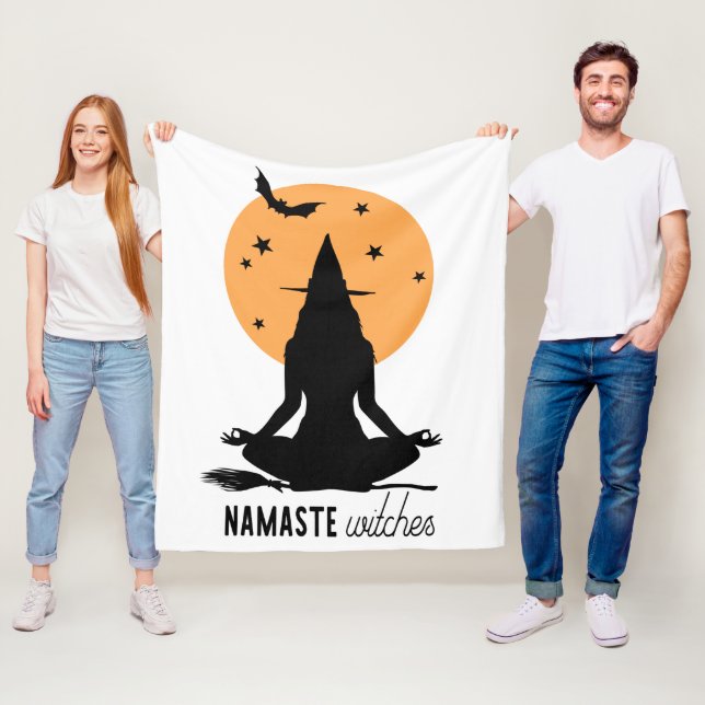 Contemporary Halloween yoga Witch Fleece Blanket (In Situ)