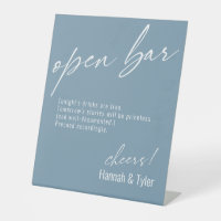 Contemporary Handwriting Funny Open Bar Dusty Blue