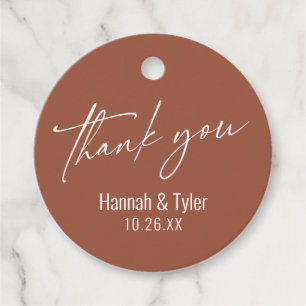 Contemporary Handwriting Thank You Terracotta Favour Tags