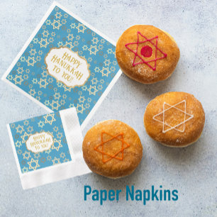 Contemporary Happy Hannukah Star of David  Napkin