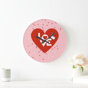 Contemporary Happy Valentine's Day  Large Clock