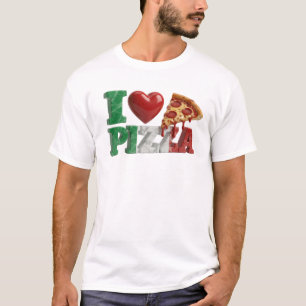 Contemporary I LOVE PIZZA ITALIAN FLAG COLORS Art T-Shirt