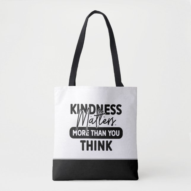 Contemporary Kindness Matters Typography Tote Bag (Front)