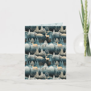 Contemporary Landscape And Deer Christmas Card