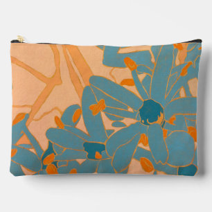 Contemporary Leaf Design in Peach Accessory Pouch