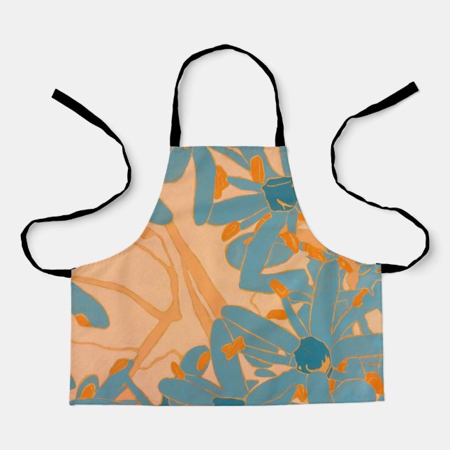 Contemporary Leaf Design in Peach  Apron (Front)