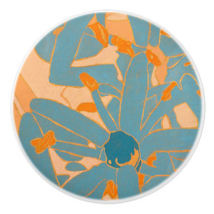 Contemporary Leaf Design in Peach Ceramic Knob