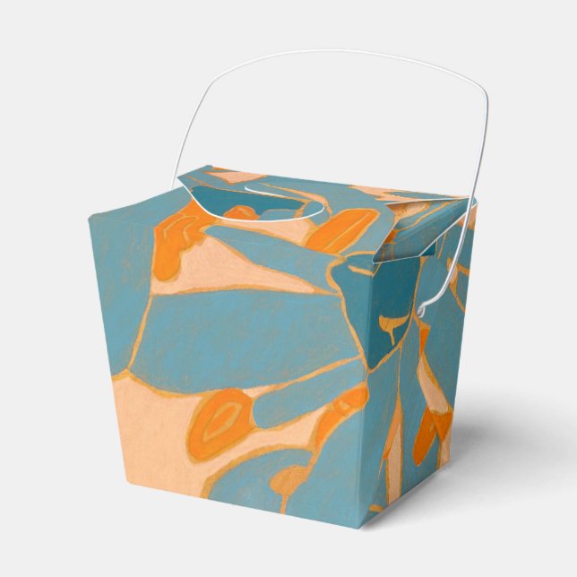 Contemporary Leaf Design in Peach  Favour Box (Front Side)