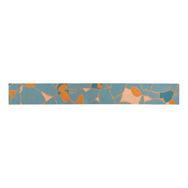 Contemporary Leaf Design in Peach Grosgrain Ribbon (Front)