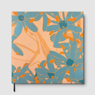 Contemporary Leaf Design in Peach Guest Book