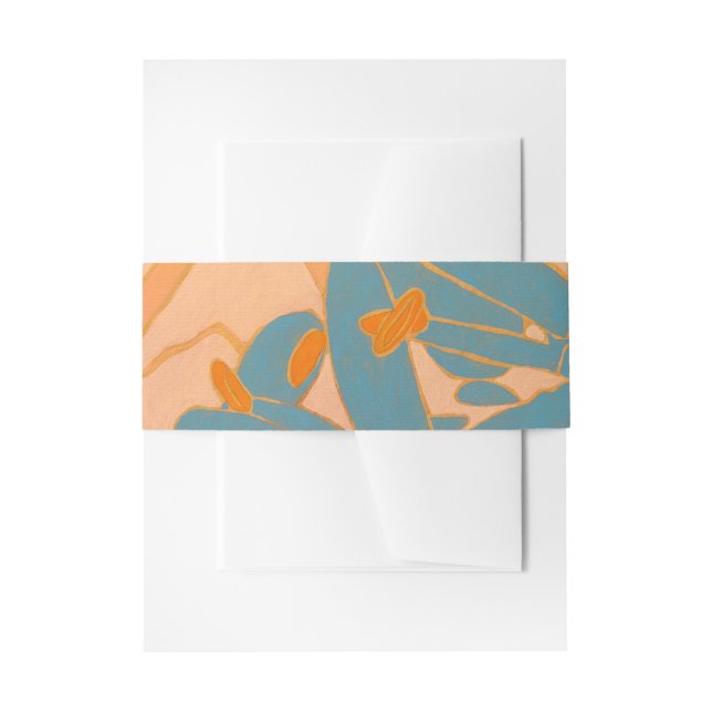 Contemporary Leaf Design in Peach Invitation Belly Band (Front Example)