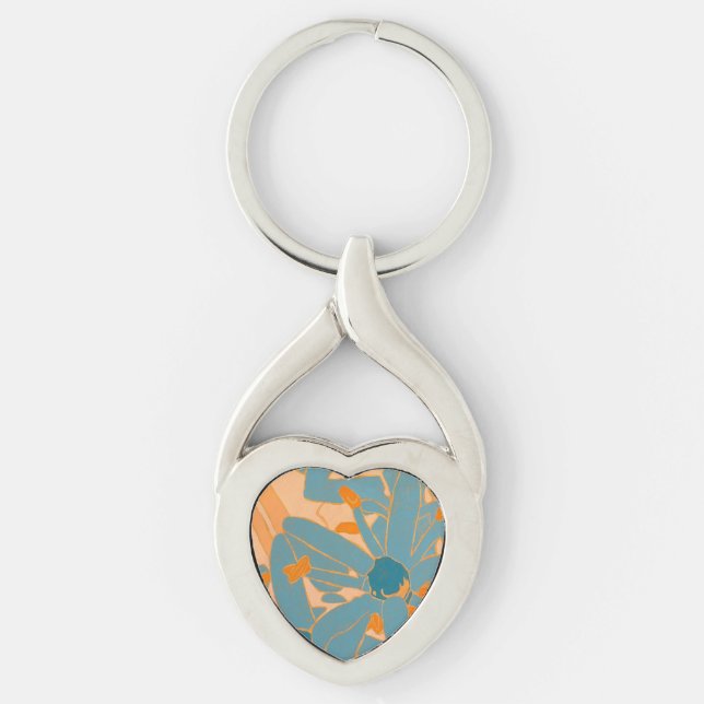Contemporary Leaf Design in Peach Key Ring (Front)