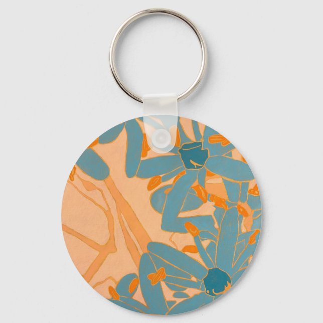 Contemporary Leaf Design in Peach Key Ring (Front)