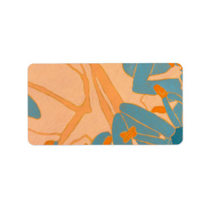 Contemporary Leaf Design in Peach  Label