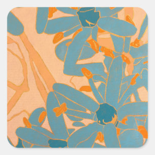 Contemporary Leaf Design in Peach Label