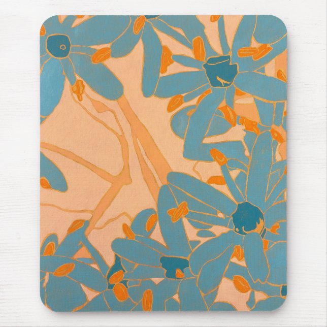 Contemporary Leaf Design in Peach Mouse Pad (Front)