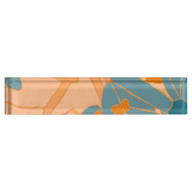 Contemporary Leaf Design in Peach Nameplate (Front)
