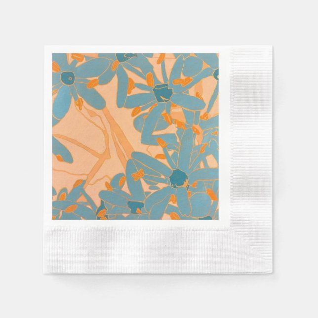 Contemporary Leaf Design in Peach  Napkin (Front)