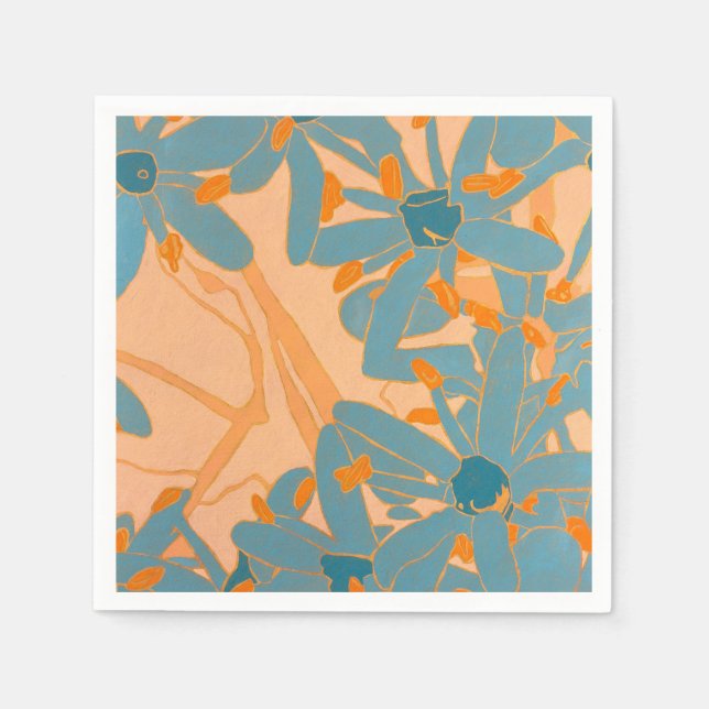 Contemporary Leaf Design in Peach  Napkin (Front)