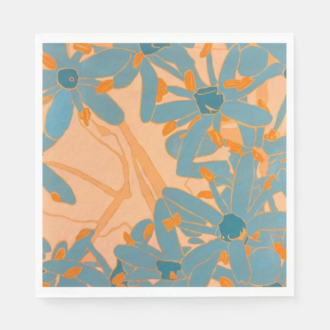 Contemporary Leaf Design in Peach  Napkin (Front)