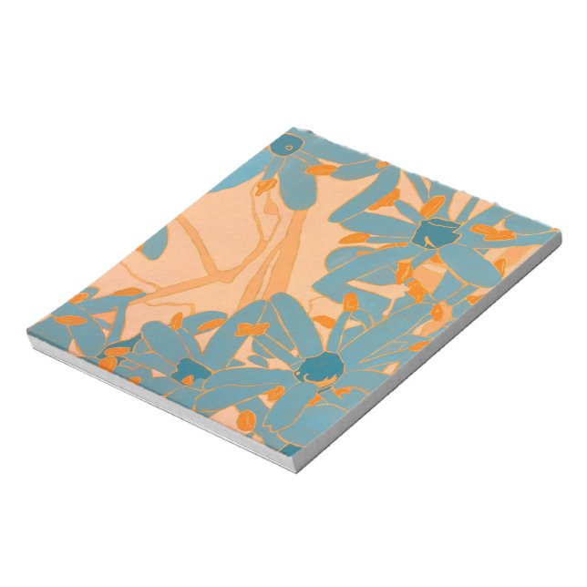 Contemporary Leaf Design in Peach Notepad (Rotated)