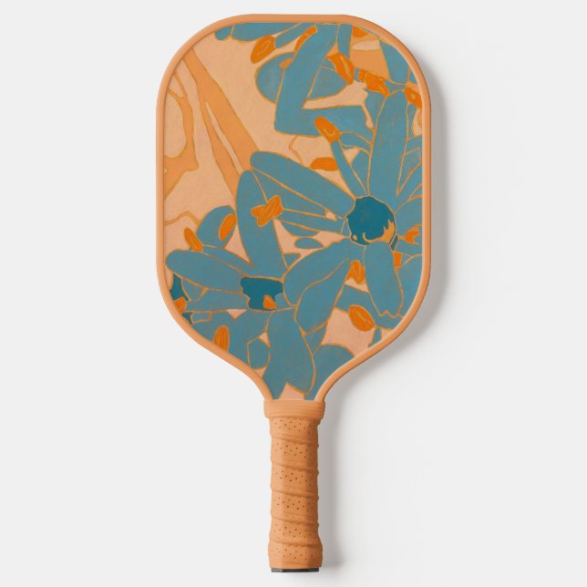 Contemporary Leaf Design in Peach  Pickleball Paddle (Front)