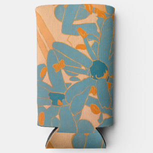 Contemporary Leaf Design in Peach  Seltzer Can Cooler